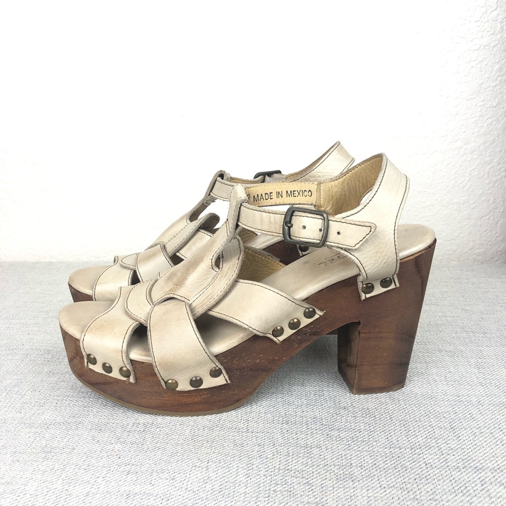 BED STU Melissa Sandal Chunky Wooden Platform Heel - Picture 1 of 7